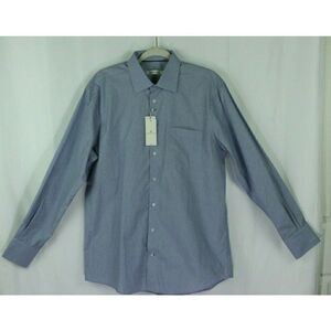 Arturo Calle Dress Shirt Print Blue Long Sleeves Pocket Men's Size 41 Large NEW